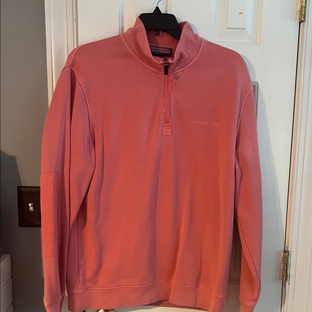 Vineyard Vines Men's Pink Quarter-Zip Sweater Size Large
